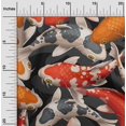 thumbnail image 1 of oneOone Tissu en Coton Noir Cambrique Motif Poisson Koi Océan Tissu pour Robe Tissu Imprimé au Mètre 56 Pouces de Large, 1 of 4