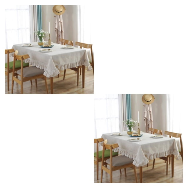 Baohd Durable And Easy To Wash Tablecloth With Vintage Style Rectangular Table Tablecloth Cotton Dining Tablecloth Table Cover linen 140*180CM 2Set