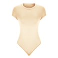thumbnail image 4 of Penkiiy Justaucorps pour Femmes à Col Rond, Col Rond, Manches Courtes, Coupe Ajustée, Décontracté, Basique, Rallonge, Combinaison Quotidienne, T-Shirts, Kaki, Gaine Ventre, 4 of 6