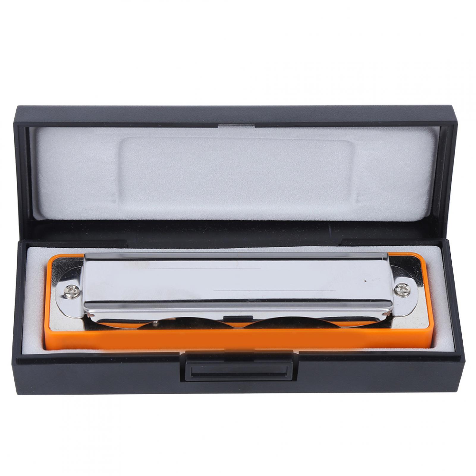Peahefy Blues Harmonica 10‑Hole Mouthorgan F Key Stainless Steel Cover Beginner Wind Instrument With Phosphor Bronze Reed