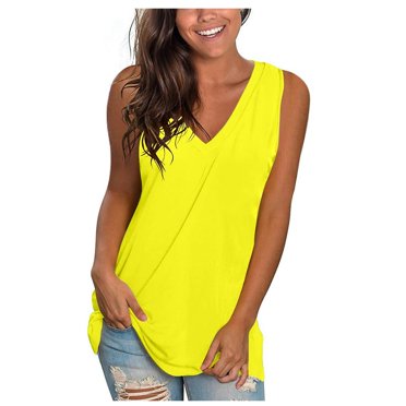 Tank Top For Women,Fashion Women New Style Solid Color Vest Blouses Summer Casual Sleeveless V Neck Ladies Tops Pullover