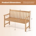 thumbnail image 3 of Gymax Teak Porch Bench 2-Person Solid Wood Garden Patio Bench w/ Backrest & Armrests, 3 of 10