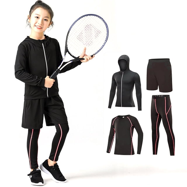 Girls Summer Outfits Base Layer Athletic Compression Running Pants Tights Baby Boy Clothes Pink 12-13 Years