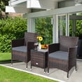 thumbnail image 1 of Patiojoy 3-Piece Patio Wicker Rattan Furniture Set Conversation Sofa Set  W/Coffee Table Grey, 1 of 10