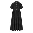 thumbnail image 3 of Robe Maxi pour Femmes Décontractée à Col Rond Robe à Manches Courtes Col Rabattu Femmes Unie Robe pour Femmes Longues Robes Robe à Manches Courtes en Liquidation, 3 of 4