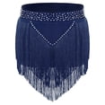 thumbnail image 3 of renvena Jupe de Danse Performance Salsa Rumba à Franges pour Filles Enfants, Bleu Marine 6, 3 of 7