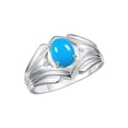 thumbnail image 3 of RYLOS Men's Rings Sterling Silver Rings Classic Designer Style 9X7MM Oval Gemstone &  Diamond Ring Turquoise December Birthstone Rings For Men Size 11, 3 of 7