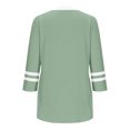 thumbnail image 4 of Olyvenn Chemises pour Femmes à Manches 3/4 Été à Blocs de Couleur Plissées Hauts Décontractés Amples Décontractés Col Ras du Cou Tenues Mode Vêtements Vert G, 4 of 5