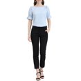 thumbnail image 2 of INSPIRE CHIC Women's Boat Neck Short Puff Sleeves Ruffle Top Blouses L Light Blue, 2 of 7