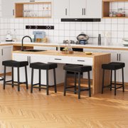 Kojooin Counter Height Bar Stools, 24 Inch Upholstered Barstools with Curved Seat for Kitchen Island or Counter