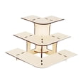 thumbnail image 1 of simhoa 3 Tier Corner Tiered Display Stand 3 Step Corner Display Rack for Tradeshows Arc wood color, 1 of 8