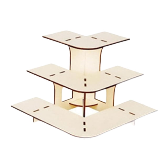 simhoa 3 Tier Corner Tiered Display Stand 3 Step Corner Display Rack for Tradeshows Arc wood color