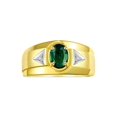 thumbnail image 1 of RYLOS Men's Rings 14K Yellow Gold Classic 7X5MM Oval Gemstone & Diamond Ring Green Sapphire September Birthstone Rings For Men, Gold Rings Size 11, 1 of 7