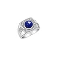 thumbnail image 3 of RYLOS Mens Rings 14K White Gold Designer Round Gemstone &  Sparkling Diamond Ring Lapis September Birthstone Rings For Men, Men's Rings, Gold Rings Sizes 8 - 13, 3 of 7