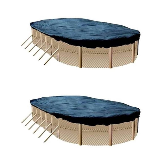 Swimline Couverture de Piscine hors Terre Ovale Robuste 12 X 24 Pi pour l'Hiver, Bleu (Lot de 2)