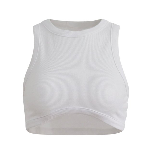 Crop Tops for Women Casual Solid Color Neck Slim-Fit Sleeveless Tank Tops
