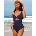 thumbnail image 2 of Charmo Womens Ribbed One Piece Swimsuits High Cut Padded Monokini Bathing Suit, 2 of 6