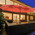 thumbnail image 1 of Gymax Outdoor 15' Double-Sided Patio Umbrella 48 Solar LED Lights Crank & Base Orange, 1 of 9