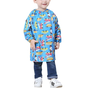 MasteelfCA Tablier de Peinture Imperméable à Manches Longues pour Impression Bleue, Sarrau de Dessin et d'Art, Vêtements de Protection pour Enfants - Taille M