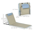 thumbnail image 3 of Ensemble de 2 Chaises Longues de Plage, Bain de Soleil, Tapis de Plage au Sol Pliant, Beige, 3 of 9