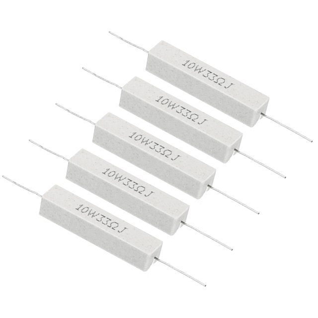 Unique Bargains 5Pcs 33 Ohm Resistors, 10W Ceramic Cement Resistor Power Cement Resistor Kit Tolerance 5% for Power Adapters Audio