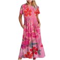 thumbnail image 1 of Dvkptbk Robes d'Été pour Femmes 2024 Mode Décontractée Bohème à Fleurs Robes de Plage Manches Courtes Col Rond Robe d'Été Fluide Maxi Robe de Plage Longue Robe Midi de Plage avec Poches P-2TG, 1 of 3