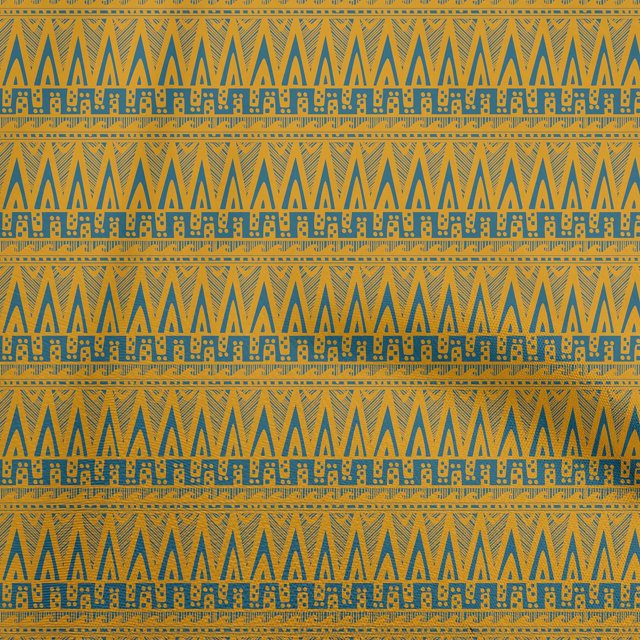 oneOone Georgette Viscose Moutarde Foncé Tissu Tribal Matière de Robe Tissu Imprimé Tissu au Mètre 42 Pouces de Large