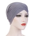 thumbnail image 2 of CEHVOM Women Solid India Hat Muslim Ruffle Cancer Chemo Beanie Turban Wrap Scarf Cap, 2 of 2