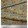 thumbnail image 2 of Soimoi Cotton Poplin Fabric Leaves,Musical Instruments & Animals Kids Print Fabric by the Yard 42 Inch Wide, 2 of 3