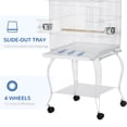 thumbnail image 4 of PawHut 53.9'' Large Rolling Steel Bird Cage Bird House with Wheels, White, 4 of 10