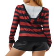 thumbnail image 4 of Women Patchwork Hoodie  Stripe Pattern Long Sleeve Hooded Pullover, 4 of 8