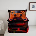 thumbnail image 4 of Orange Gaming Kids Queen Comforter Set - Gamer Comforter Boys Queen Size Bedding Set, Neon Lights Abstract Geometry Design Gamer Room Decor, 4 of 5