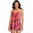 thumbnail image 3 of Women’s Strappy Swimwear Floral Tankini Set Ruched Strappy Modest Two Piece Bottom Swimsuit, 3 of 7