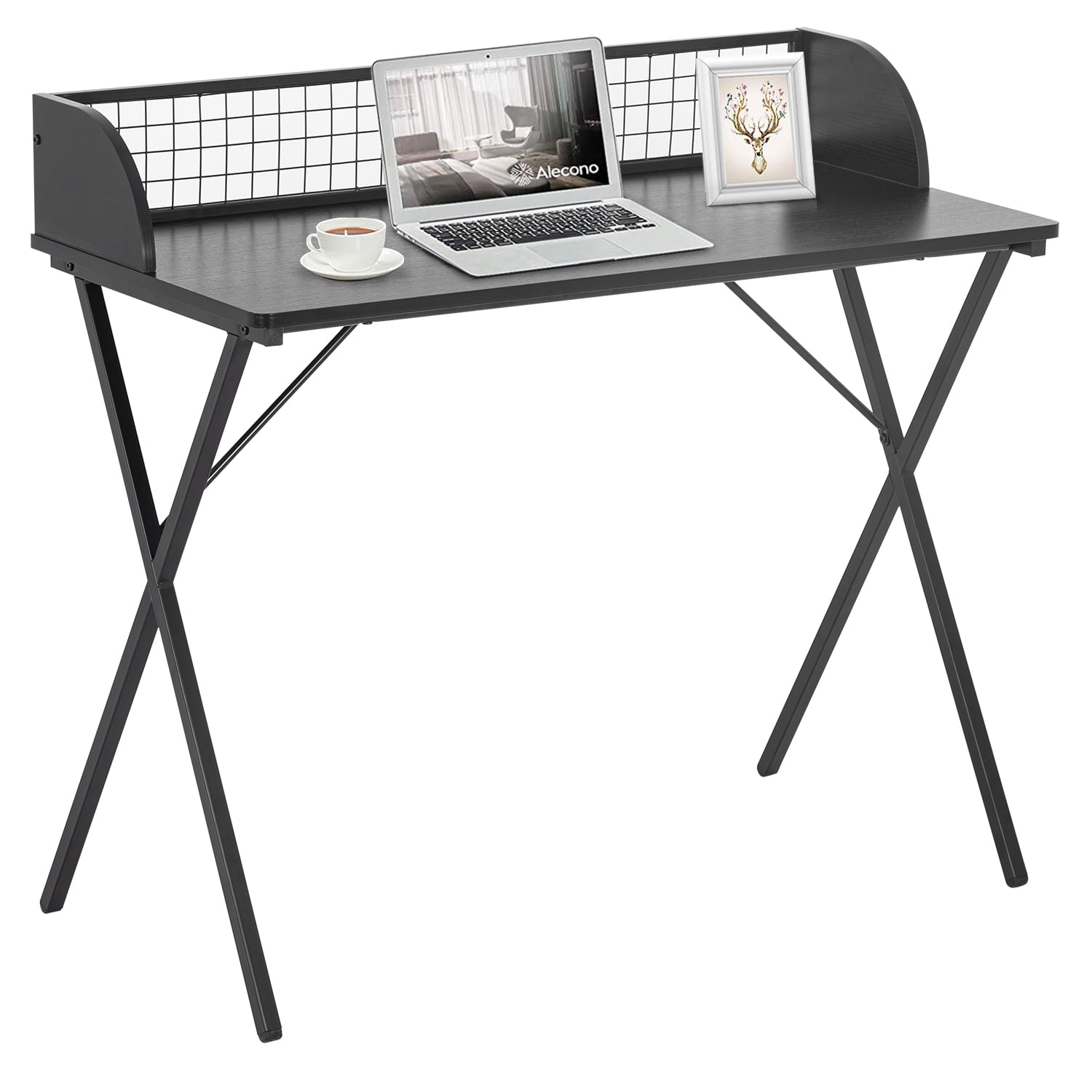 NiamVelo  Computer Desk  39  inch Office Desk,  Modern Simple Desk with with a Baffle to Keep Items from Slipping, Writing Desk Gaming Desk Work Desk for Home Office, Study （Black）