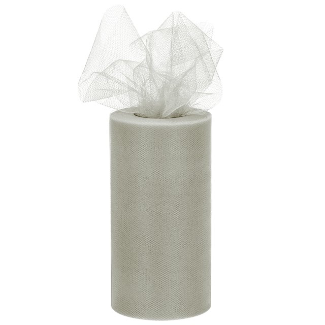 Unique Bargains 6 inch 50 Yards Tulle Ribbon Rolls Pastel Netting Fabric for Gift Wrapping Christmas Wedding, Grey