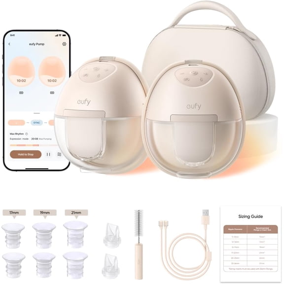 eufy Tire-lait Portable S1 Pro, Tire-Lait Électrique Mains Libres, Succion de Qualité Hospitalière, Silencieux, Portable, Rechargeable, Contrôle par Application Intelligente