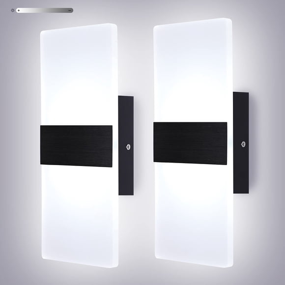 Lightess Modern Wall Sconces Set of Two Indoor LED Wall Mounted Lamp Hardwired Wall Lamp 12W for Bedroom Living Room Hallway, Coo