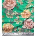 thumbnail image 1 of Soimoi Poly Georgette Fabric Leaves & Rose Flower Fabric Prints By Yard 52 Inch Wide, 1 of 3