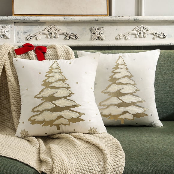 Christmas Soft Weave Pillowcases Standard Size Breathable-Friendly Pillow Shams Decorative Weave Pillow Case Covers