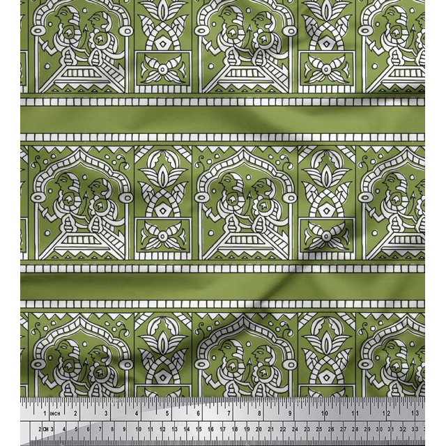 Soimoi Tissu de Velours Imprimé Ethnique par la Cour 58 Pouces de Large