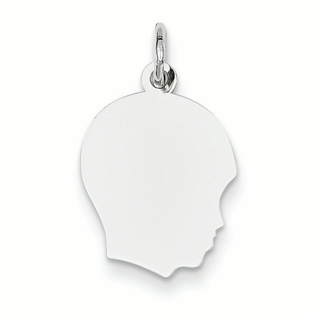 14K White Gold Plain Medium Facing Right Engravable Boy Charm