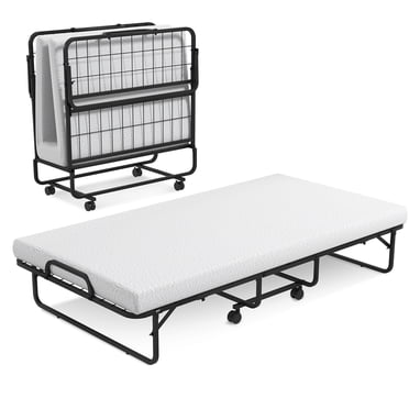 Costway 75" x 38" Folding Bed with Memory Foam Mattress  Metal Frame