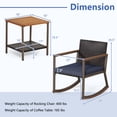 thumbnail image 3 of Gymax 3PCS Rattan Rocking Chair Bistro Set Armrest Cushion Table W/ Storage Shelf Patio, 3 of 6