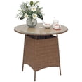 thumbnail image 1 of Outsunny Table de Patio Rond de 31,5 Pouces, Table Bistro avec Trou pour Parasol, Brun, 1 of 10