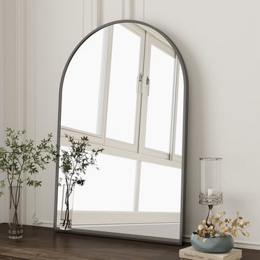 BEAUTYPEAK 20"x 30" Bathroom Mirror Wall Vanity Arched Mirror, Black