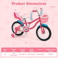 thumbnail image 3 of Costway 14 Inch Kids Bike with Basket Doll Seat & Colorful Streamers 2 Training Wheels Pink, 3 of 8