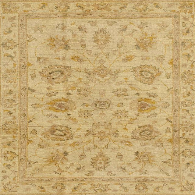 Ahgly Company Tapis d'Intérieur Carré Abstrait Orange Or Zone Orientale, 7' Carré