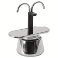 thumbnail image 2 of JUNWELL 1pc  Modern Stainless Steel Dual Nozzle Moka Pot  Multipurpose Manual Use  Reusable Filter  Two-Cup Espresso Maker  Household Gadgets, 2 of 7