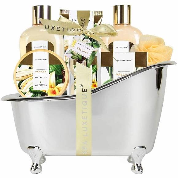 Spa Luxetique Spa Gift Baskets for Women, 9 Pcs Vanilla Scent Bath and Body Sets, Beauty Birthday Gifts for Her