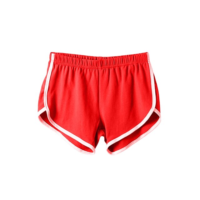 MAWCLOS Bas pour Femmes Taille Élastique Mini Pantalon Couture de Couleur Short Décontracté Sport Extensible Rouge L